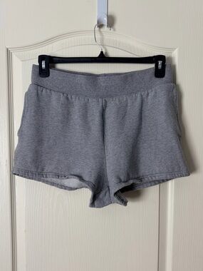 Aritzia TNA CozyAF Cotton Fleece Lined Gray Lounge Shorts, One Pocket, Large